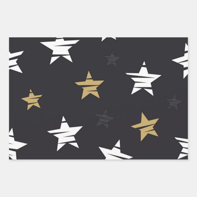 Hoja De Papel De Regalo Patrón de estrellas (Anverso)