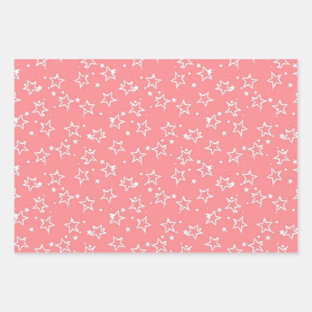 Hoja De Papel De Regalo Patrón de estrellas (Anverso)