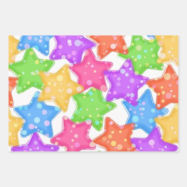 Hoja De Papel De Regalo Patrón de estrellas (Anverso)