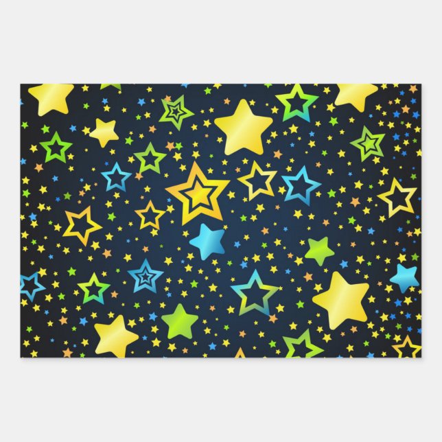 Hoja De Papel De Regalo Patrón de estrellas (Anverso)