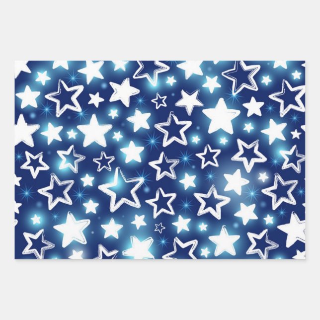 Hoja De Papel De Regalo Patrón de estrellas (Anverso)