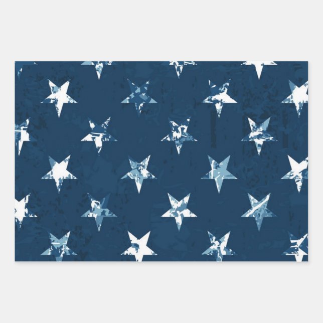 Hoja De Papel De Regalo Patrón de estrellas (Anverso)
