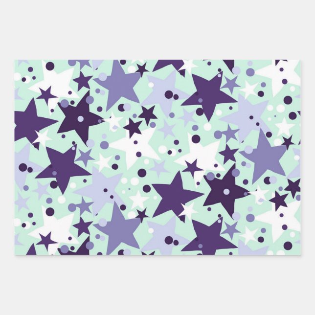 Hoja De Papel De Regalo Patrón de estrellas (Anverso)
