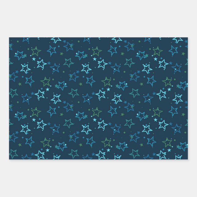 Hoja De Papel De Regalo Patrón de estrellas (Anverso)