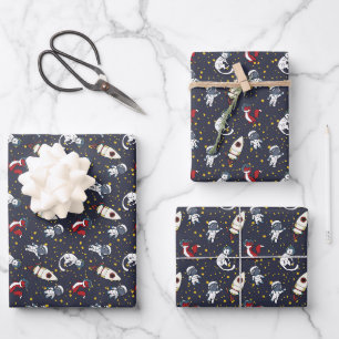 Hoja De Papel De Regalo patrón de estrellas de zorro espacial cósmico
