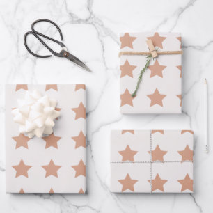 Hoja De Papel De Regalo Patrón de estrellas Tonos de la Tierra Beige