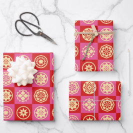 Hoja De Papel De Regalo Patrón de estrellas y flores de Japón