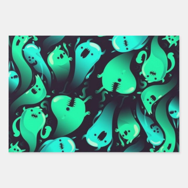 Hoja De Papel De Regalo Patrón de fantasmas (Anverso)