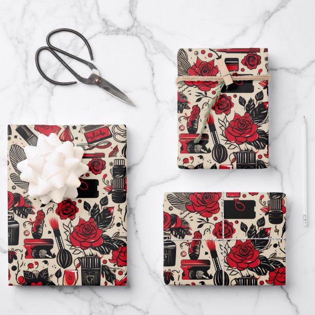 Hoja De Papel De Regalo Patrón de fiesta de azulejos (Anverso)