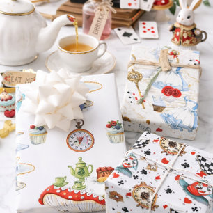Hoja De Papel De Regalo Patrón de fiesta de té de Alicia en el país de las