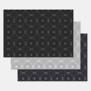 Hoja De Papel De Regalo Patrón de firma Trio Blk,Wht,GrayBlu