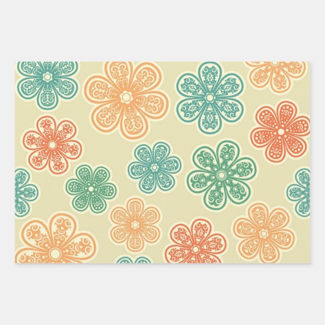 Hoja De Papel De Regalo Patrón de flor (Anverso)