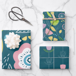 Hoja De Papel De Regalo Patrón de flor abstracto colorido