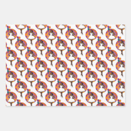 Hoja De Papel De Regalo Patrón de flor de globos coloridos de mujer negra