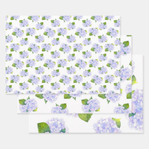 Hoja De Papel De Regalo Patrón de flor de hidrangea de color de agua
