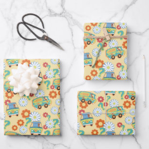Hoja De Papel De Regalo Patrón de flor de máquina de misterio Scooby-Doo