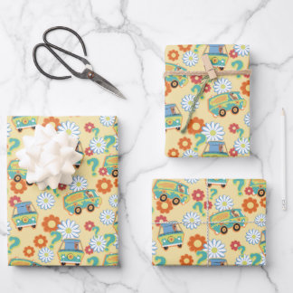 Hoja De Papel De Regalo Patrón de flor de máquina de misterio Scooby-Doo
