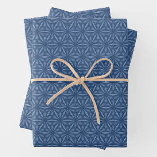 Hoja De Papel De Regalo Patrón de flor geométrica azul de la Marina modern