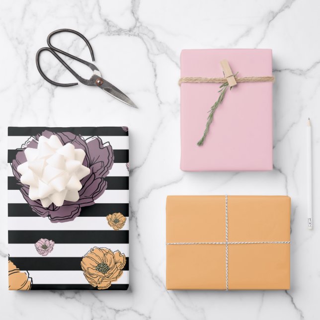 Hoja De Papel De Regalo Patrón de flores (Anverso)