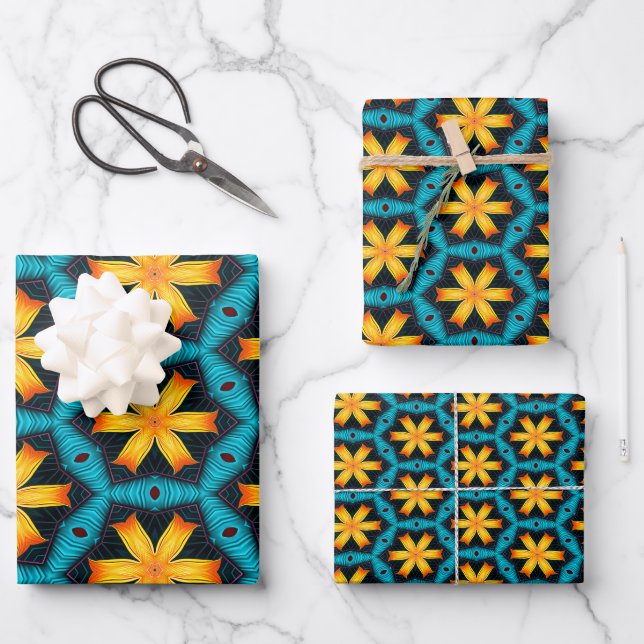 Hoja De Papel De Regalo Patrón de flores abstractas (Anverso)