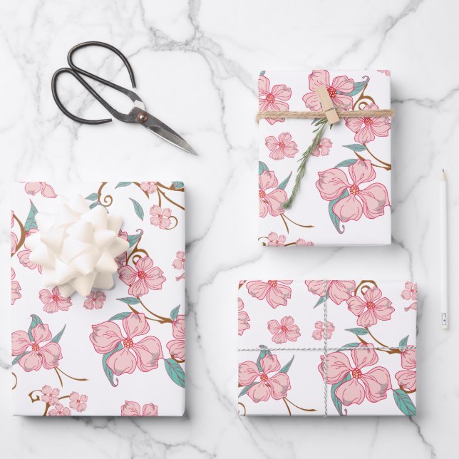 Hoja De Papel De Regalo Patrón de Flores Asombrosas (Anverso)