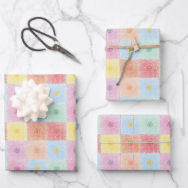 Hoja De Papel De Regalo Patrón de flores coloridas vintage cumpleaños p
