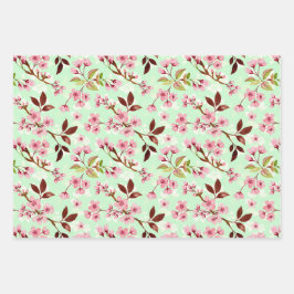 Hoja De Papel De Regalo Patrón de flores de cerezo