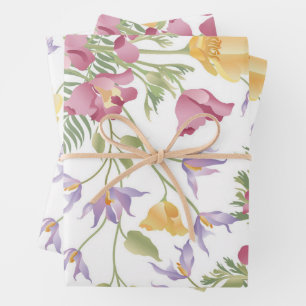 Hoja De Papel De Regalo Patrón de flores de prado de bonito