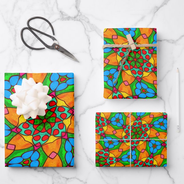 Hoja De Papel De Regalo Patrón de flores estéticas (Anverso)