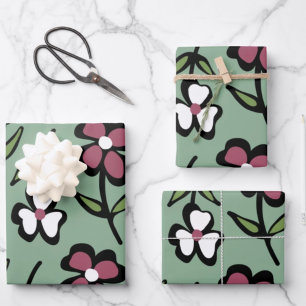 Hoja De Papel De Regalo patrón de flores rosadas blancas lindas