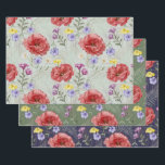 Hoja De Papel De Regalo Patrón de flores silvestres coloridas de agua de B<br><div class="desc">Elementos de flores silvestres coloridas dispuestos en un patrón general. Pintura acuarela original del estudio. Ideal para bodas,  aniversarios,  cumpleaños y más. Vea otros elementos de esta colección de bodas única.</div>