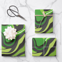 Hoja De Papel De Regalo Patrón de flujo verde abstracto