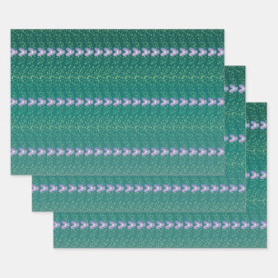 Hoja De Papel De Regalo Patrón de fondo de fondo Verde azulado de violetas