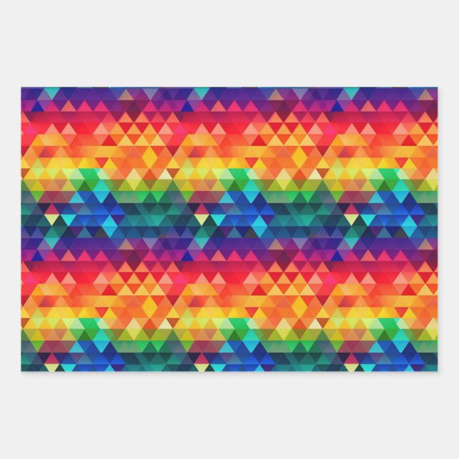 Hoja De Papel De Regalo Patrón de forma repetitiva del triángulo arcoiris  (Anverso)