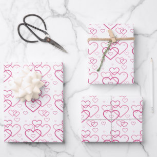 Hoja De Papel De Regalo Patrón de Formas de Corazón Rosa - Día de San Vale