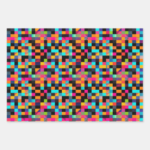 Hoja De Papel De Regalo Patrón de formas geométricas vibrantes coloridas