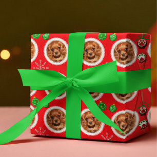 Hoja De Papel De Regalo Patrón de fotos Mascota de navidades trata a jugue