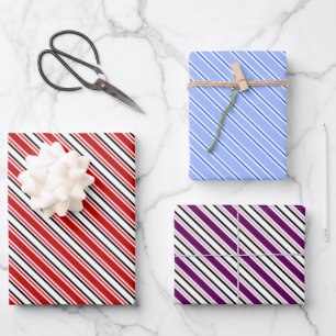 Hoja De Papel De Regalo Patrón de franja azul púrpura colorida