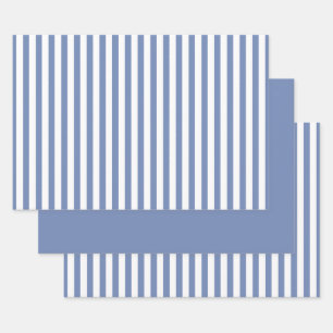 Hoja De Papel De Regalo Patrón de franjas simples de color azul blanco geo