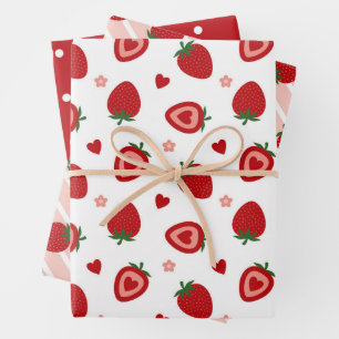 Hoja De Papel De Regalo Patrón de fresas dulces