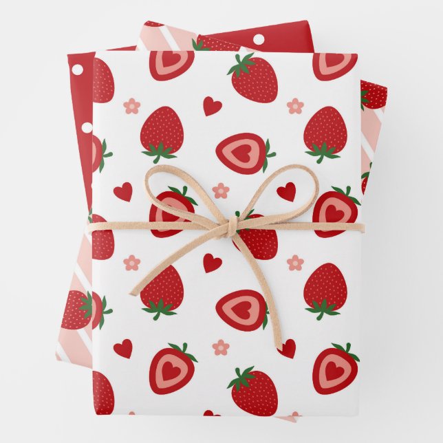 Hoja De Papel De Regalo Patrón de fresas dulces (In situ)