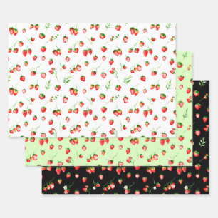 Hoja De Papel De Regalo Patrón de Fresas y Margaritas