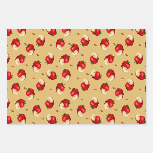 Hoja De Papel De Regalo Patrón de fruta de Apple  (Anverso)