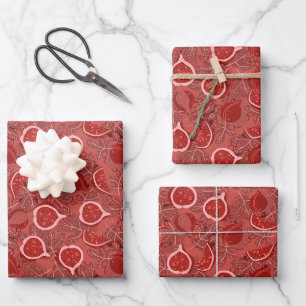 Hoja De Papel De Regalo Patrón de fruta de higo hermoso rojo
