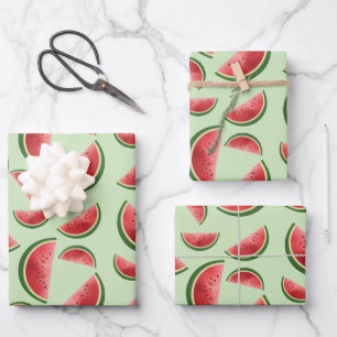 Hoja De Papel De Regalo Patrón de Fruta de Sandía en Verde