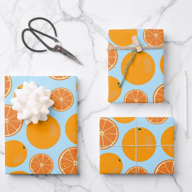 Hoja De Papel De Regalo Patrón de fruta naranja (Anverso)