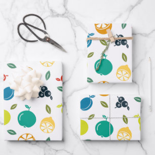 Hoja De Papel De Regalo Patrón de frutas, ciruela, Naranja, limón, pera, m