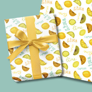 Hoja De Papel De Regalo Patrón de frutas de limón y lima
