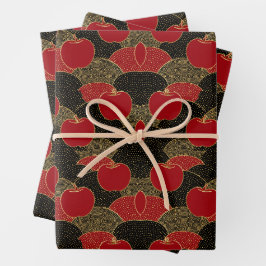 Hoja De Papel De Regalo Patrón de Frutas | Manzanas Rojas