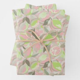 Hoja De Papel De Regalo Patrón de Frutas  |  Menta Rosa